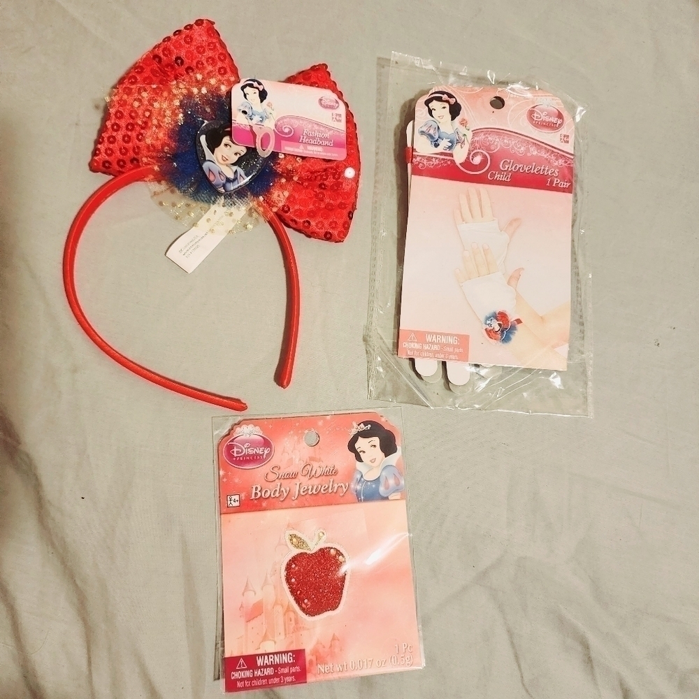 Lot of 3 NWT Disney Snow White Glovelettes Headband Body Jewelry Dress Up NEW